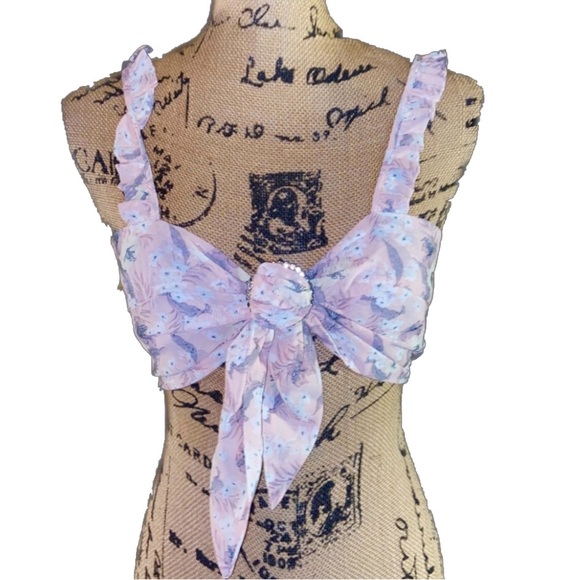 NEW- Flirty Blush Pink & Lavender Floral Bralette Top